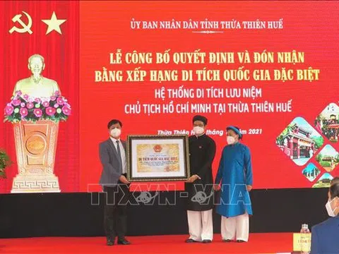 Thừa Thiên Huế: Đón nhận Bằng xếp hạng Di tích quốc gia đặc biệt Hệ thống lưu niệm Chủ tịch Hồ Chí Minh