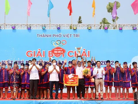 Phú Thọ: Đội chải huyện Quỳnh Nhai (Sơn La) đoạt giải Nhất giải Bơi chải TP Việt Trì mở rộng năm 2022