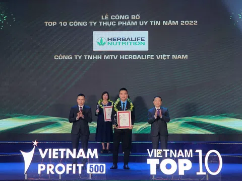 Herbalife Việt Nam được vinh danh Top 10 Công ty thực phẩm uy tín lần thứ 2 liên tiếp